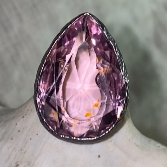 Gorgeous Pink Kunzite Handcrafted 925 Sterling Silver teardrop facet cut Ring - Picture 4 of 11